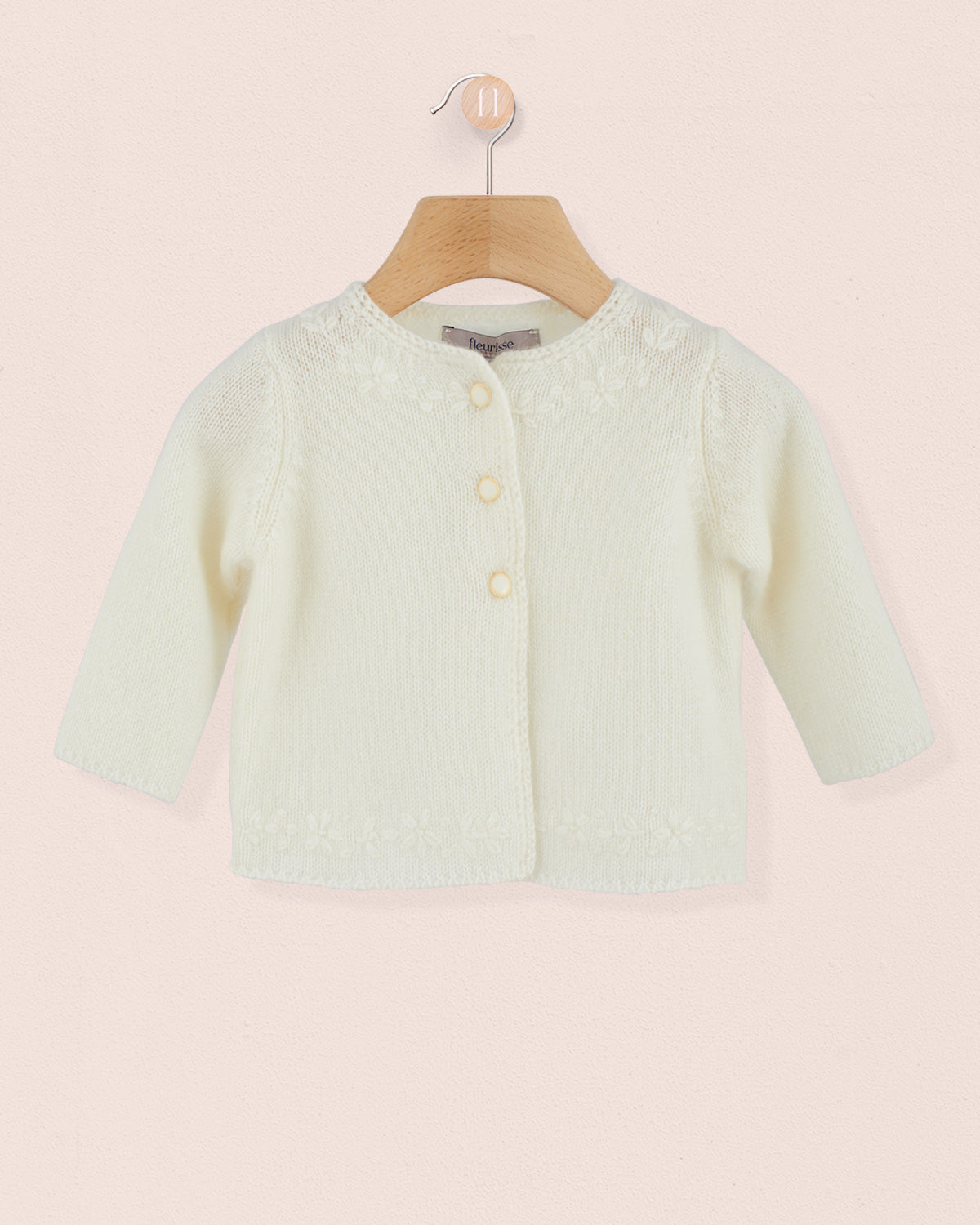 Piana Cream Embroidered Cashmere Cardigan